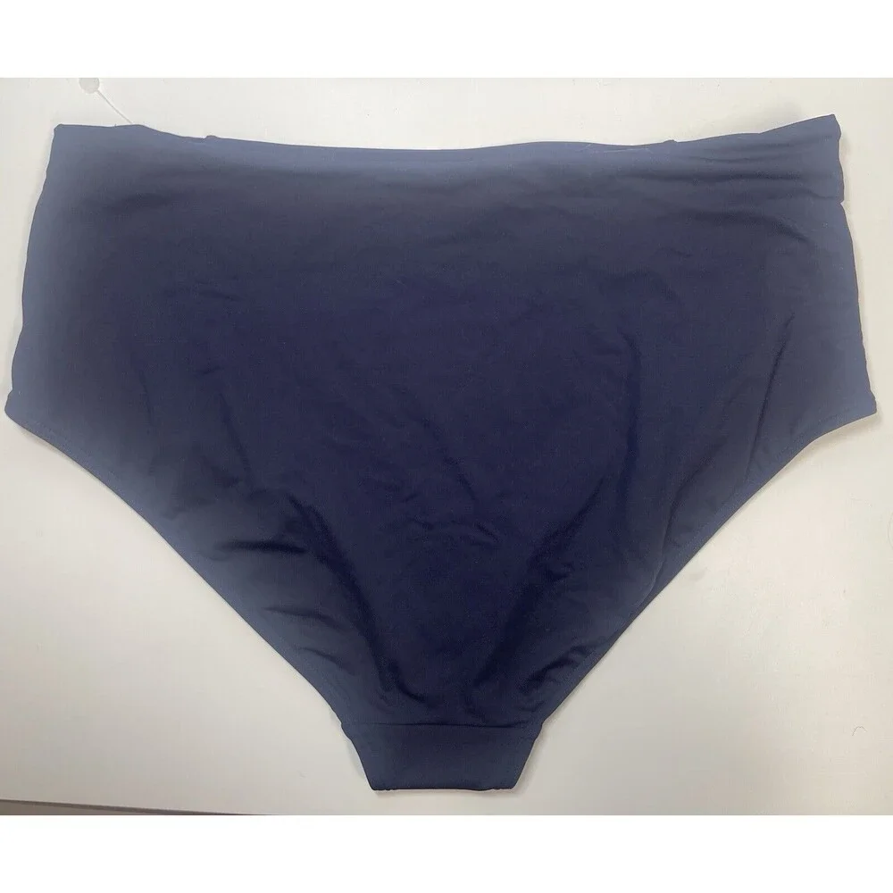 Sea Level Swim Gathered Side High Waisted Bikini Bottom In Navy Sz 16 New